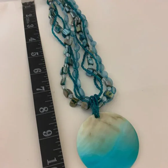 Windsor Necklace set Aqua Shell-like Chocker - Picture 2 of 4
